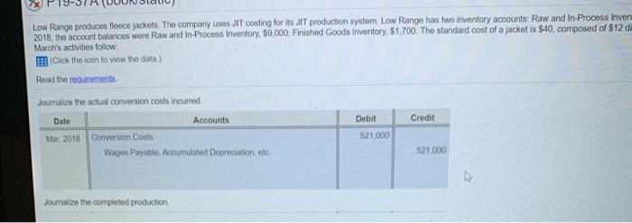 es conting for its JIT production system.Low Range has to inventory accounts