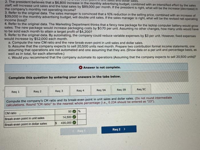 (Algo) CVP Applications; Contribution Margin Ratio; Break-Even Analysis: Cost Structure [LO5-1, LO5-3,