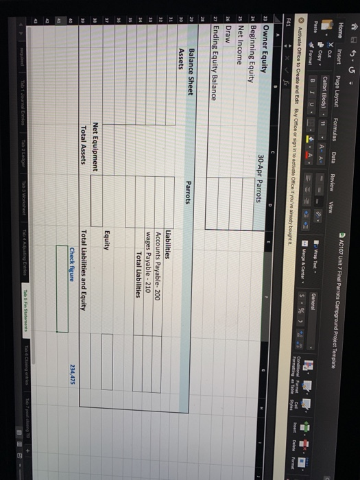 Parrot Drawing 390 Income Summary 32 33 Revenues 34 35 400 Registration