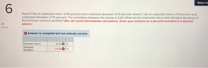  Please help me solve for standard deviation Return to 6 Asset