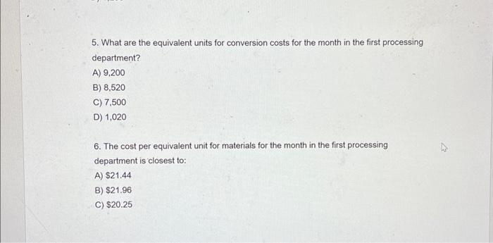 inventory were: A total of 8,400 units were started and 7,500 units