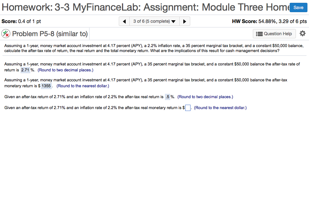 Help on the last part please Homework: 3-3 MyFinanceLab: Assignment: Module Three