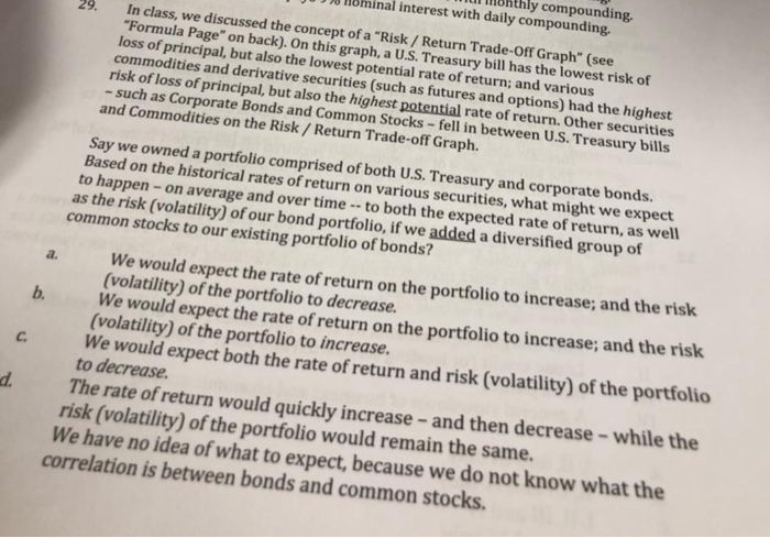 29. thly compounding. nal interest with daily compounding. In class, we discussed
