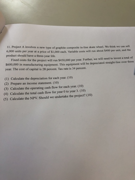  11. Project A involves a new type of graphite composite in-line