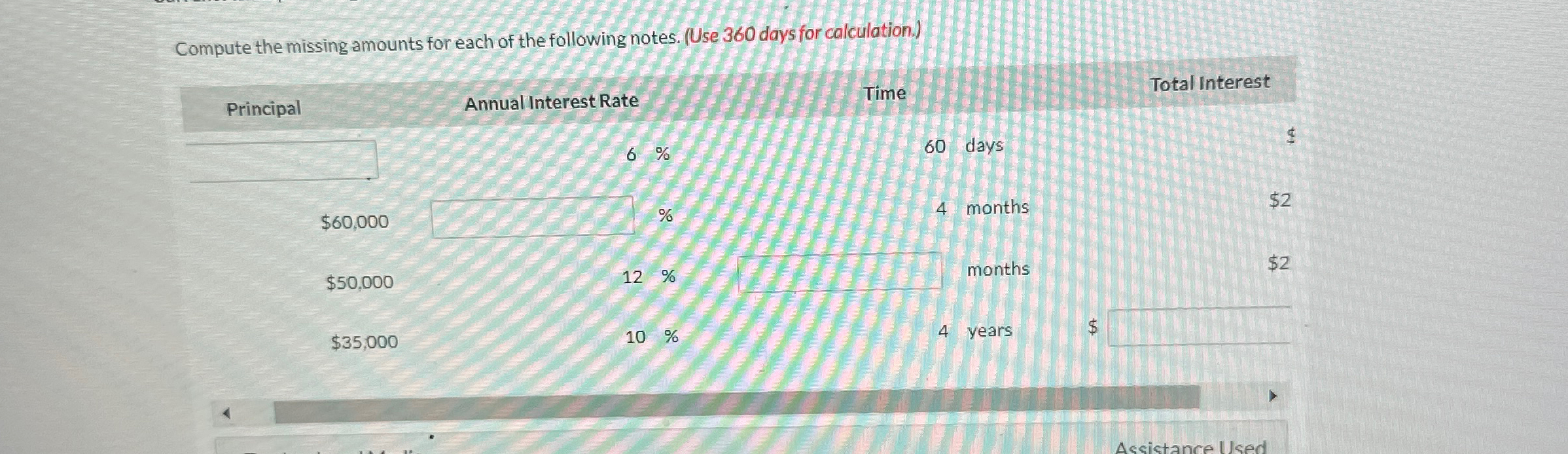 360 each of & $60, so s 30000 days 60