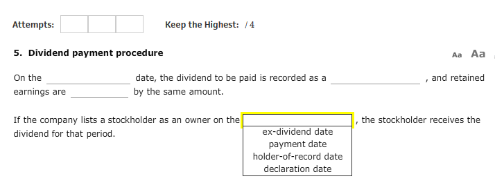 Keep the Highest: /4 5. Dividend payment procedure On the earnings