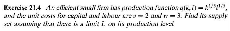  Exercise 21.4 An efficient small firm has production function q(k, 1)