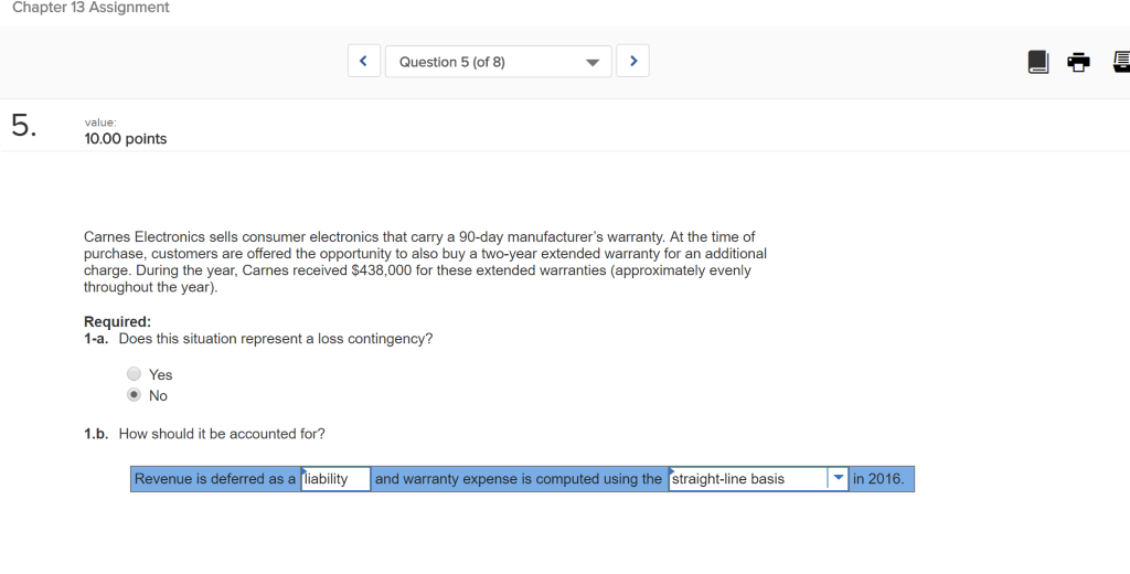 Chapter 13 Assignment Question 5 (of 8) value 10.00 points Carnes