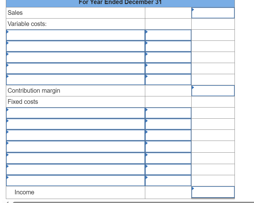 Contribution margin ratio to nearest whole percentage. For each dollar of sales,