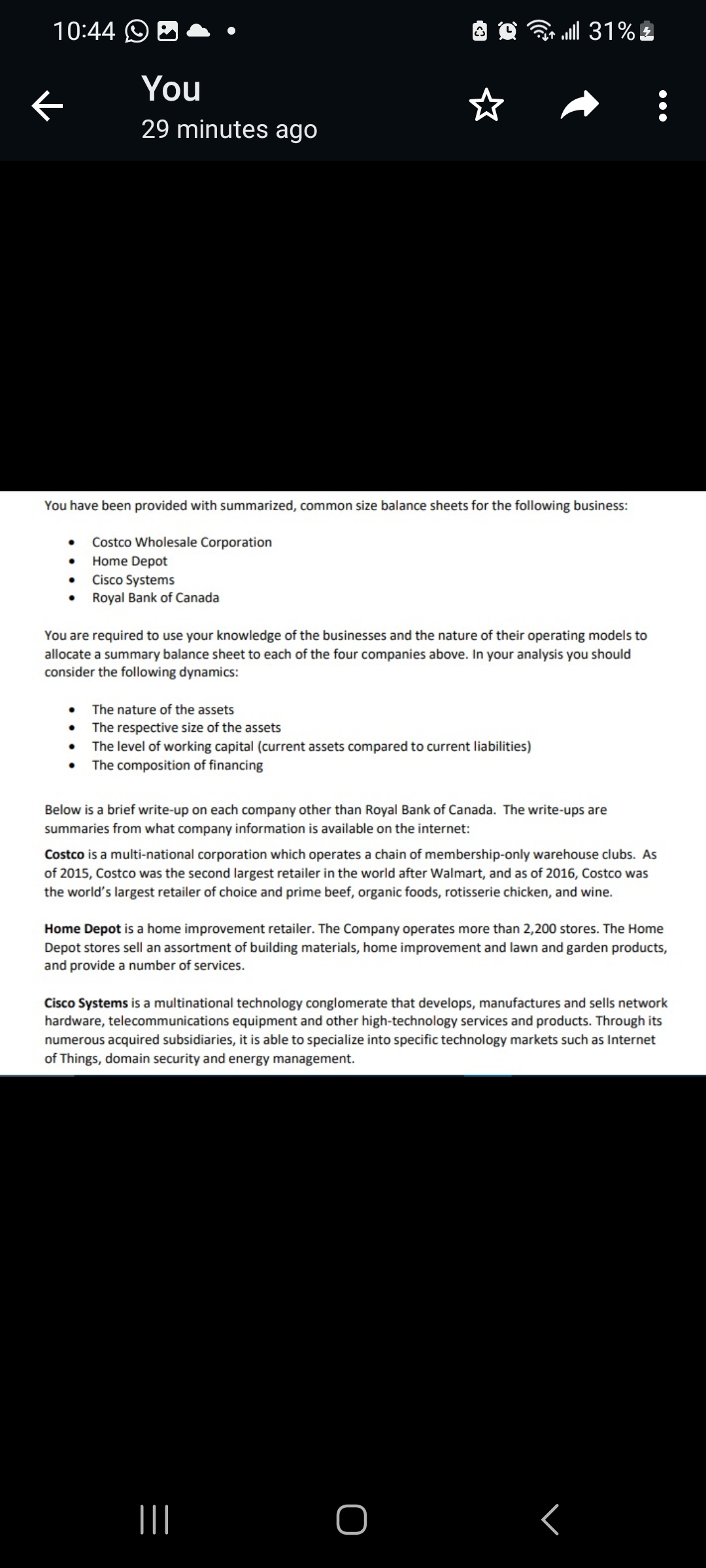 following business: Costco Wholesale Corporation Home Depot Cisco Systems Royal Bank of