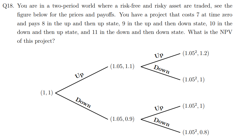  Q18. You are in a two-period world where a risk-free and
