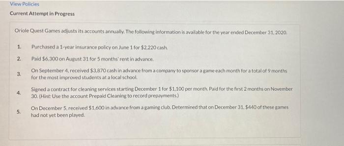  View Policies Current Attempt in Progress Oriole Quest Games adjusts its