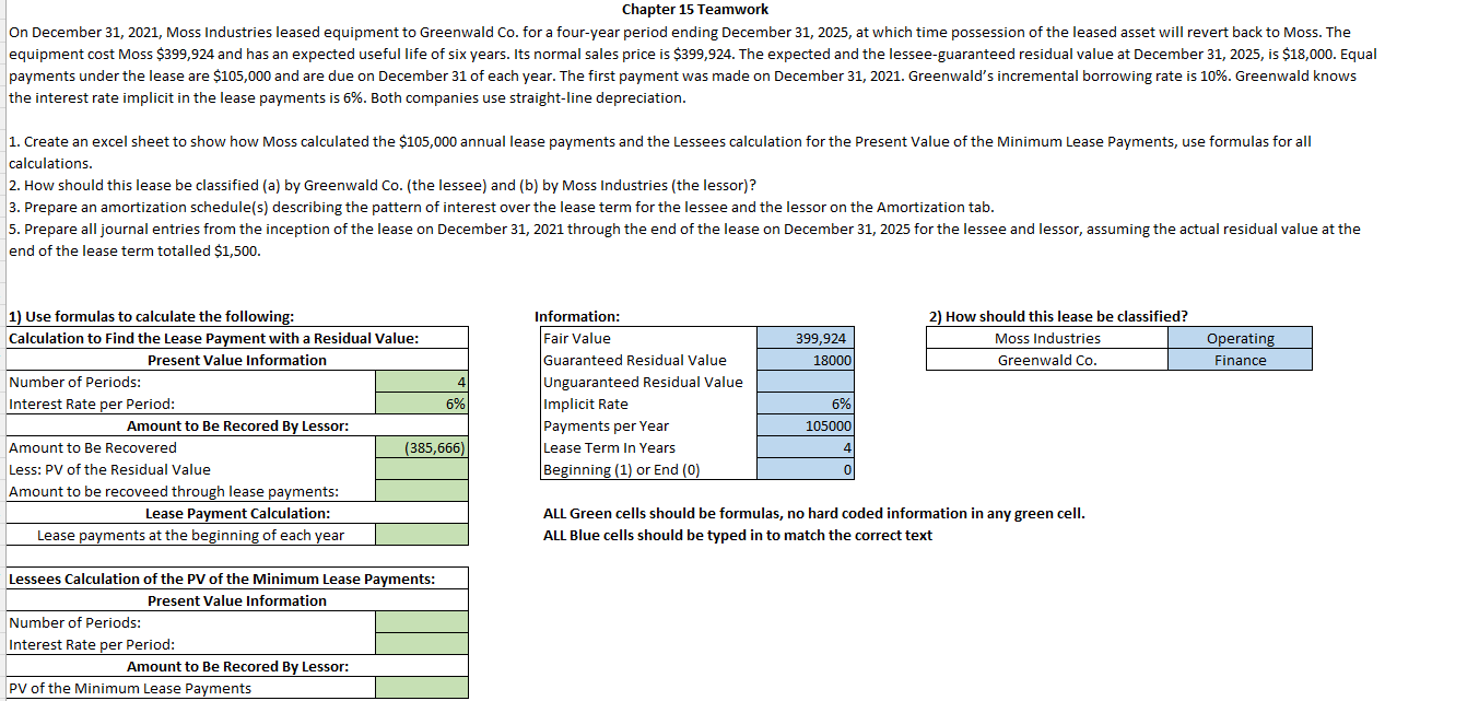  Chapter 15 Teamwork the interest rate implicit in the lease payments