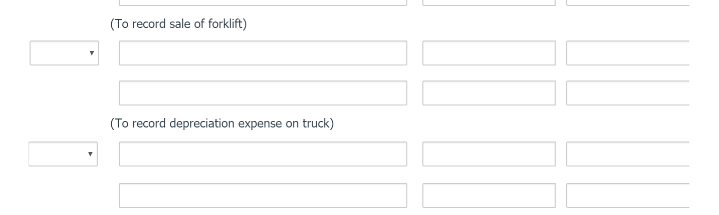 Cost Purchase Date Salvage Value Machinery $73,000 Jan. 1, 2012 $0 Forklift