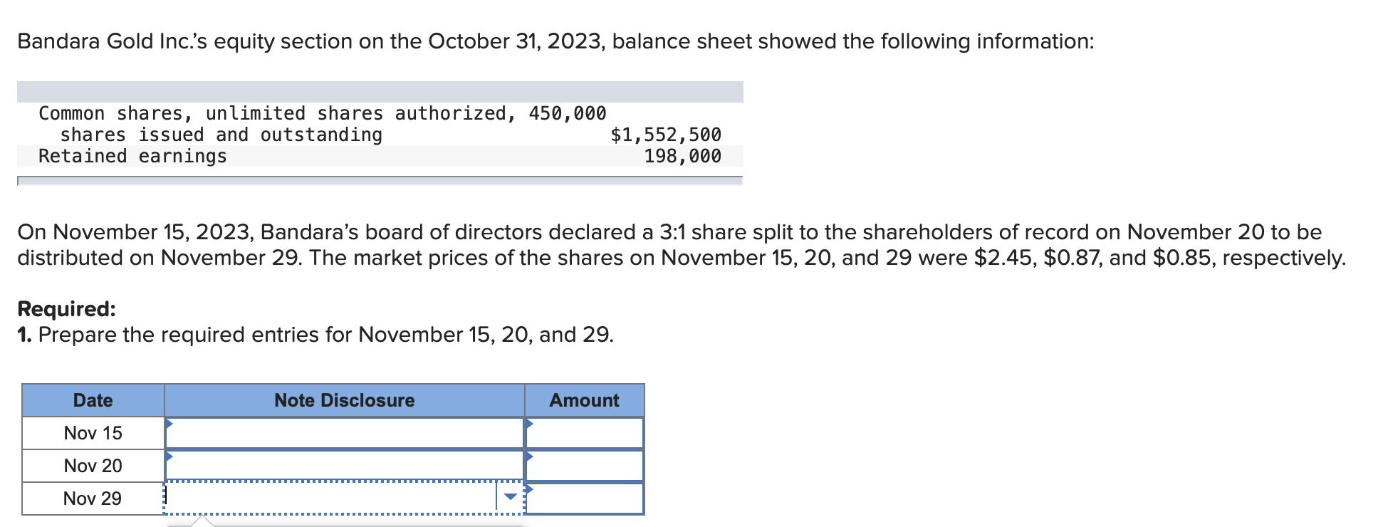  Prepare the equity section on the November 30,2023, balance sheet, assuming
