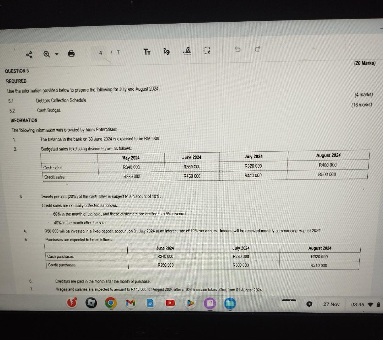  REQUIRED Use the information provided below to prepare the following for