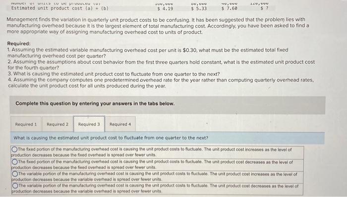 problem lies with manufacturing overhead because it is the largest element of