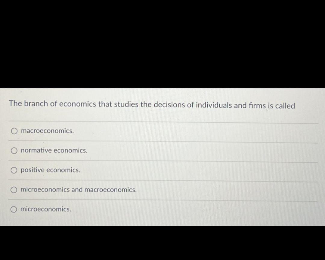 The branch of economics that studies the decisions of individuals and firms