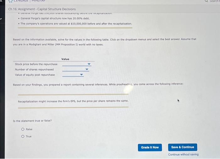 changes in their capital structure by using debt caphal to repurchase outstanding
