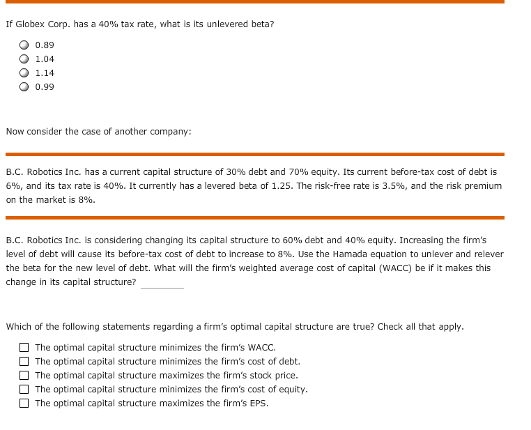 optimal capital structure Review this situation: Transworld Consortium Corp. is trying to