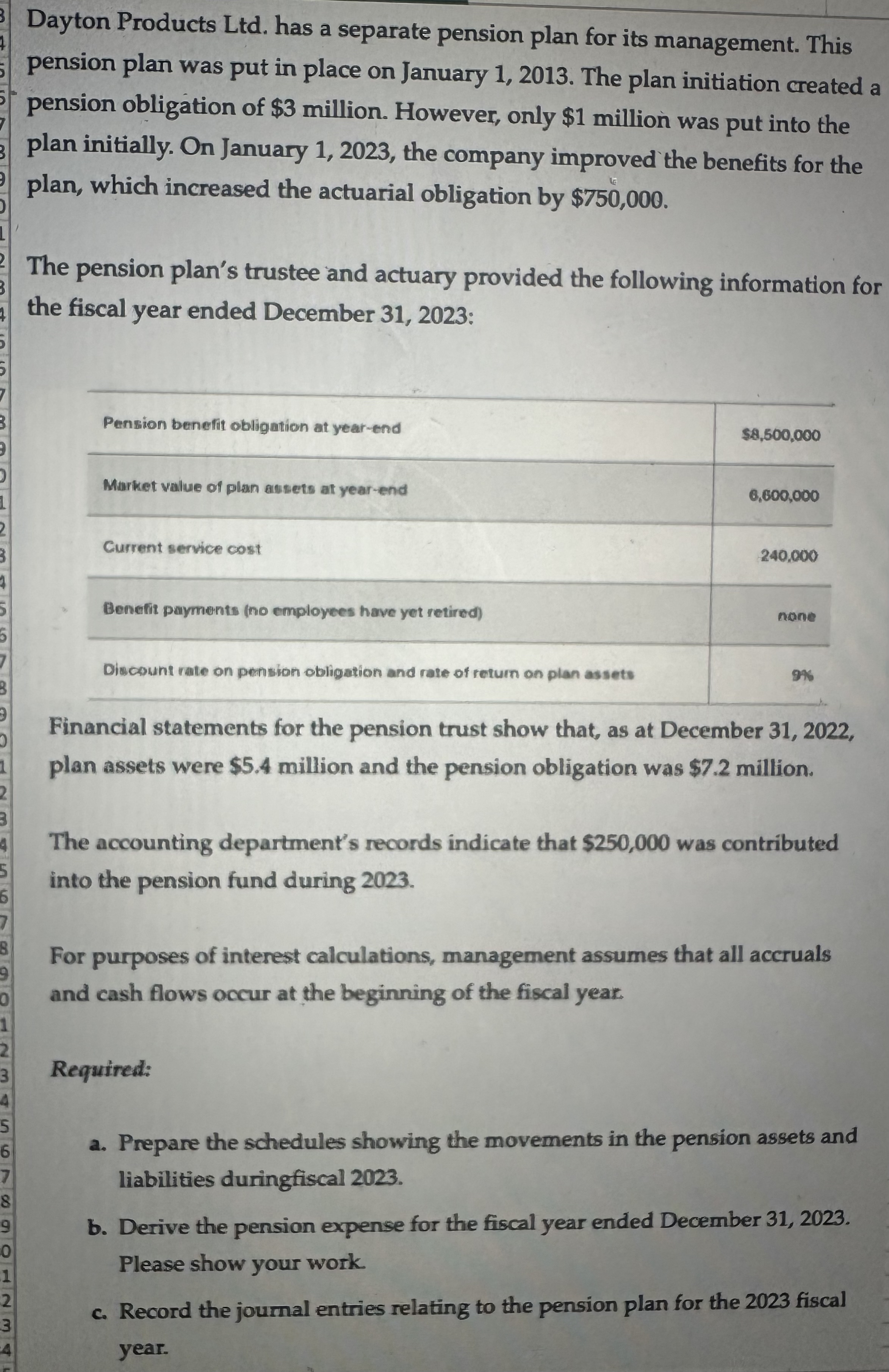  Dayton Products Ltd. has a separate pension plan for its management.