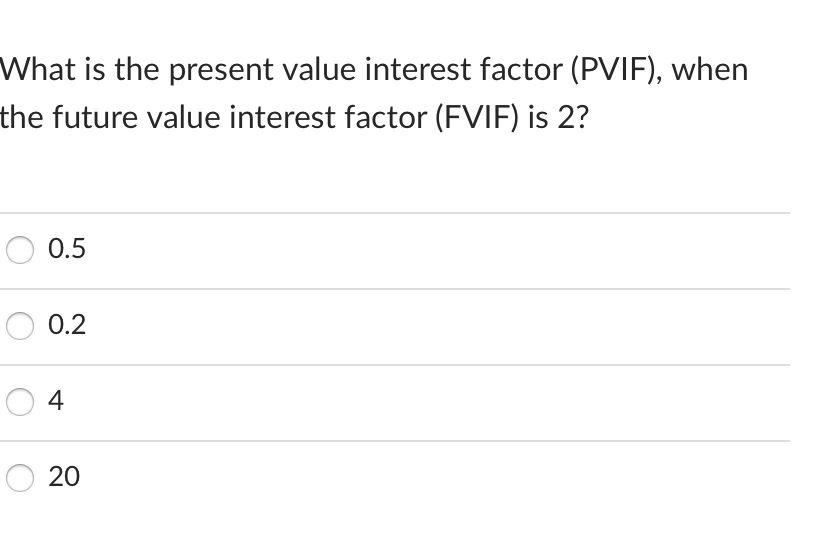 10 What is the present value interest factor (PVIF), when the future