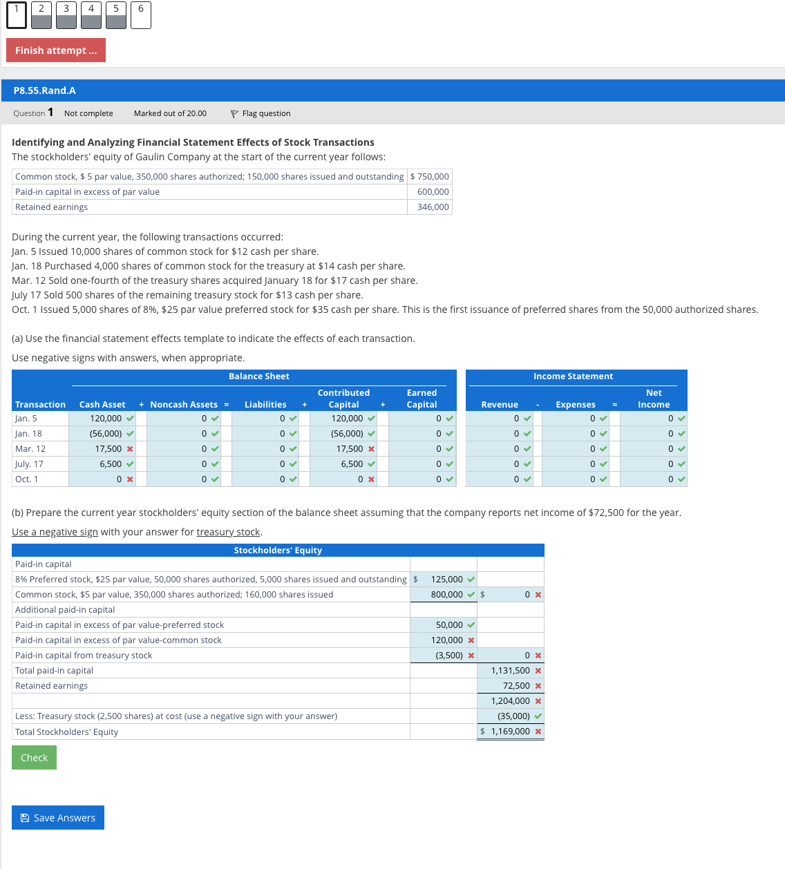 Finish attempt P8.55.Rand.A I Not complete Marked out of 20.00 Question Flag