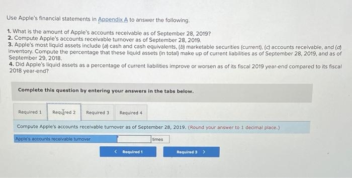 following 1. What is the amount of Apple's accounts receivable as of