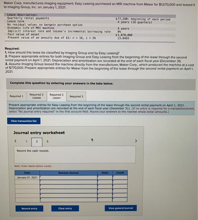 rate and lessee's incremental borrowing rate Fair value of asset Present value