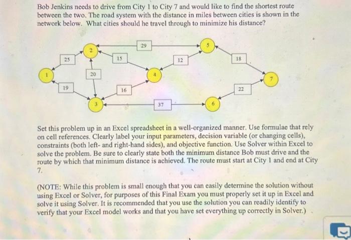 please use solver on excel to solve problem Bob Jenkins needs to