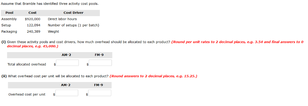 two products follows: Units produced Direct labor hours required for production Units