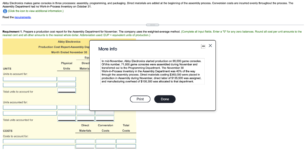  Abby Electronics makes game consoles in three processes: assembly, programming, and