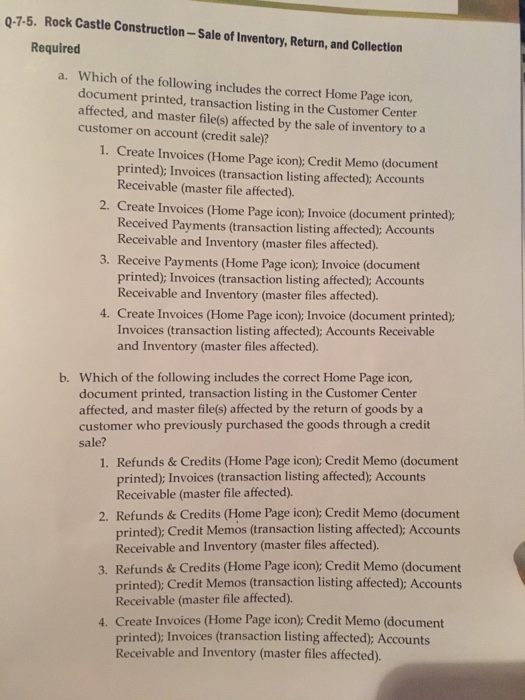  I need a, b, c please Q7-5. Rock Castle Construction-Sale of