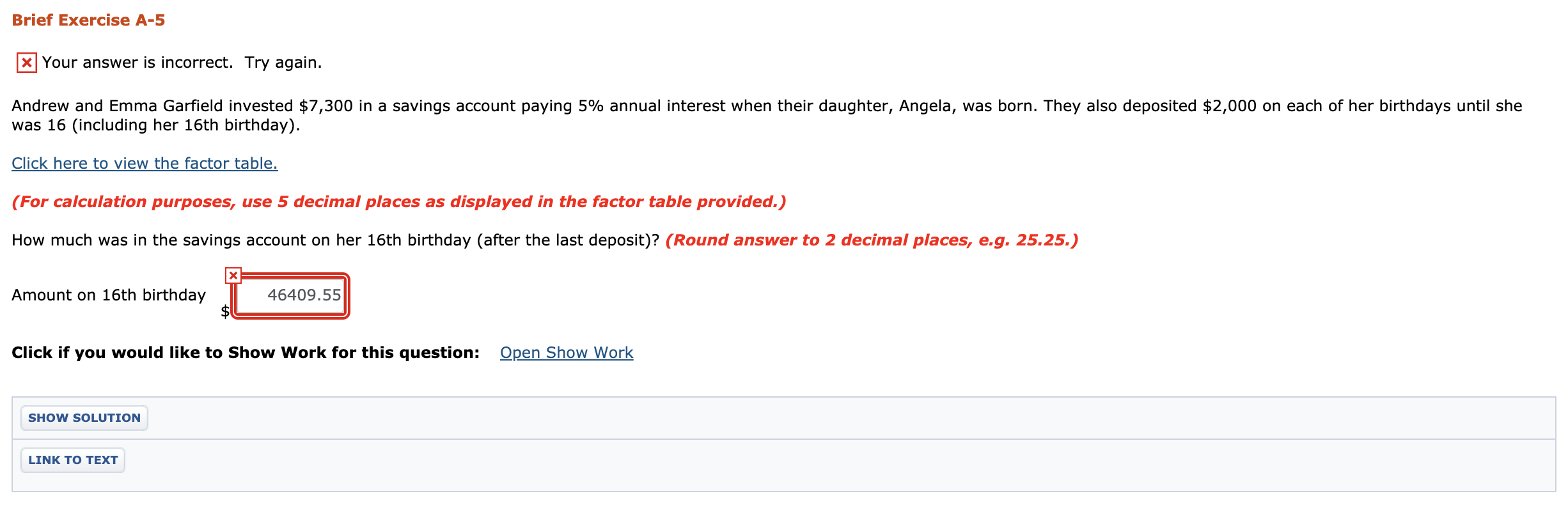  Brief Exercise A-5 x Your answer is incorrect. Try again. Andrew