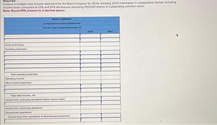 statements; multiple-step format [LO4-1, 4-3, 4-4, 4-5] Selected information about income statement
