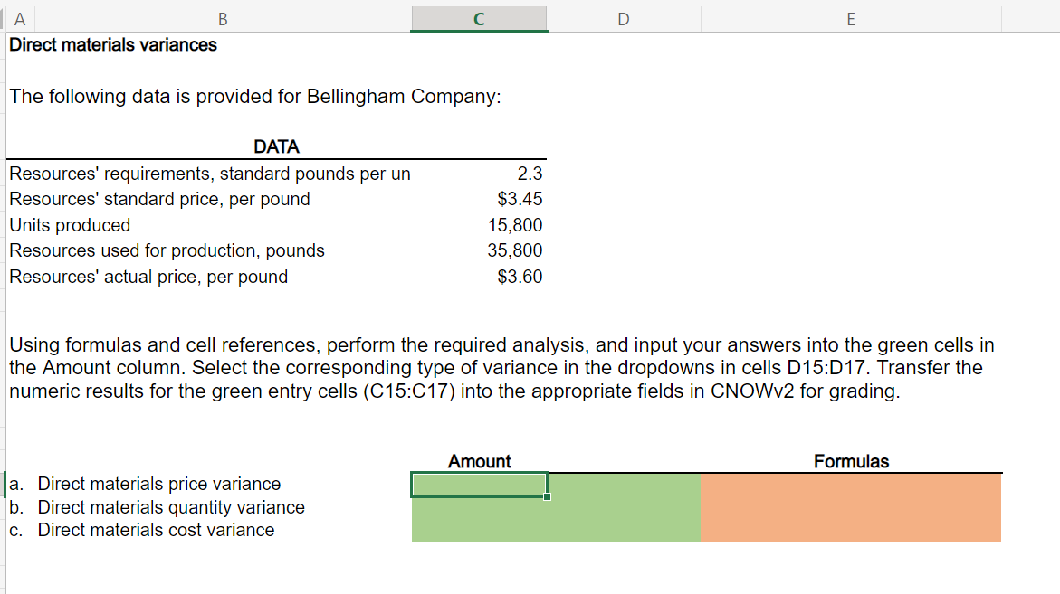 variances This information has been collected in the Microsoft Excel Online file.
