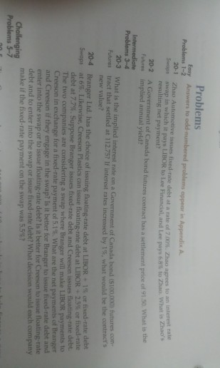 Appendix A. Problems 1-2 20-1 Zhao Automotive issues fixed-rate debt at a