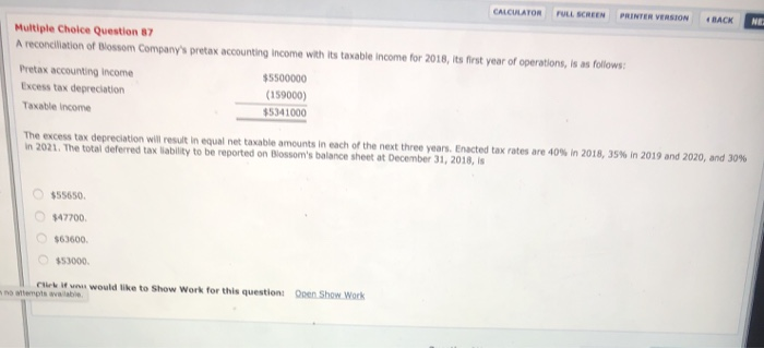  CALCULATOR FULL SCREEN PRINTER VERSION BACK NE Multiple Choice Question 87