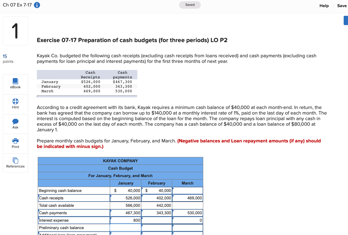agreement with its bank, Kayak requires a minimum cash balance of $40,000