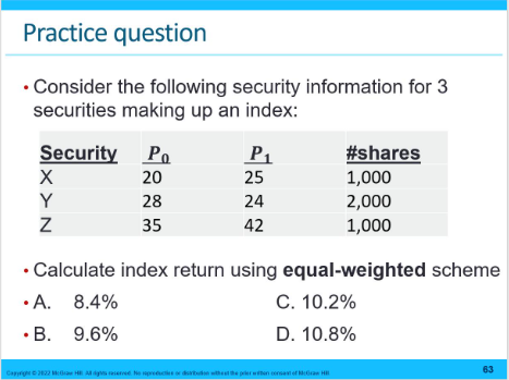  - Consider the following security information for 3 securities making up