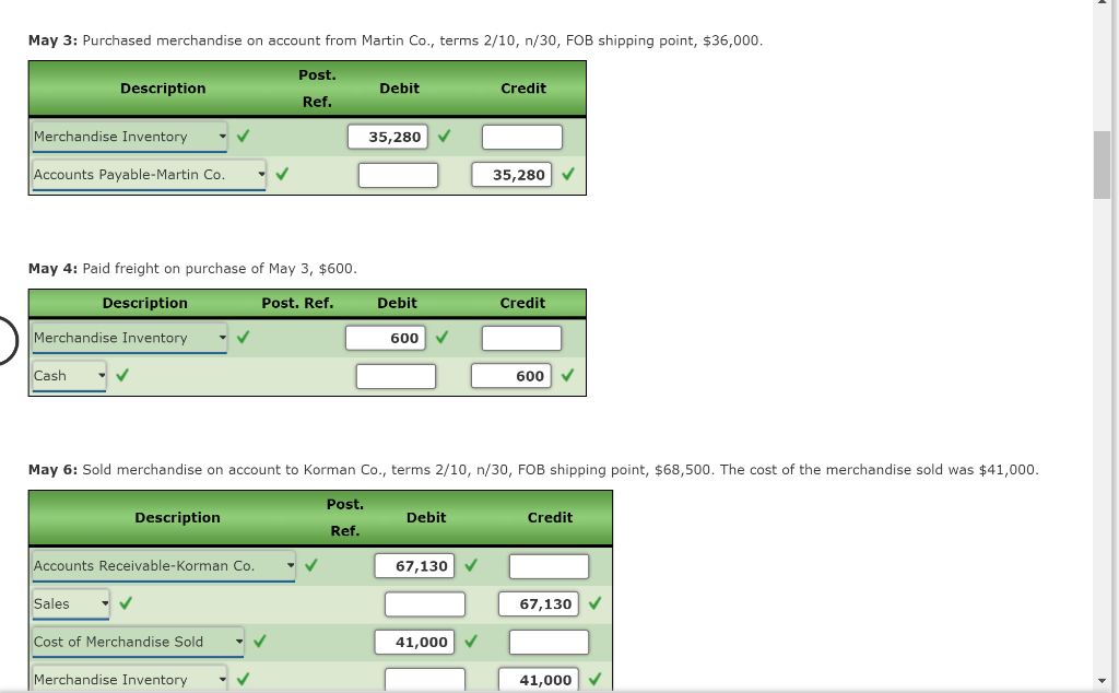 balances for Palisade Creek Co. as of May 1, 2017 (unless otherwise