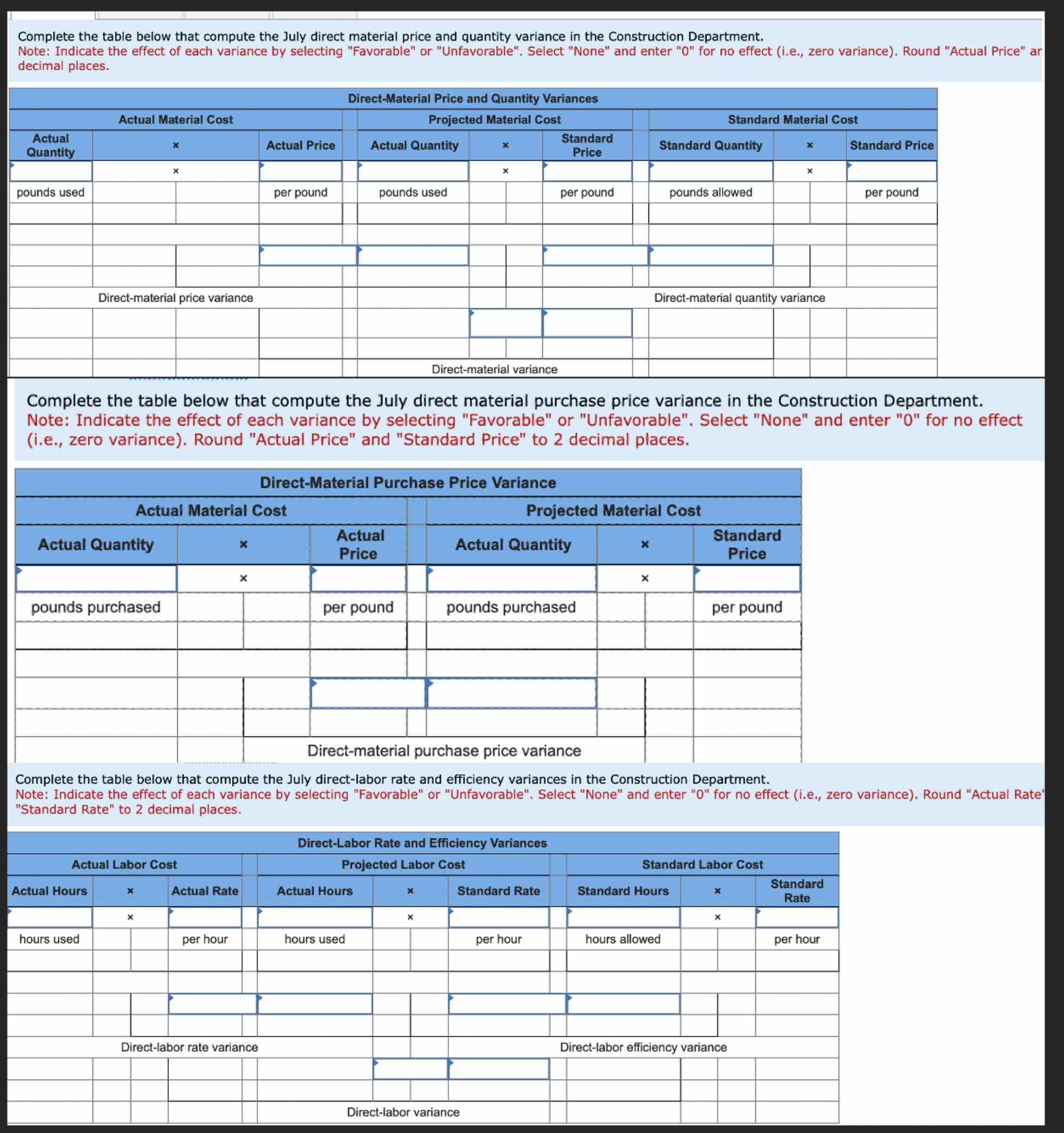  PR 10-47(Algo) Comprehensive Problem on Variance Analysis (LO 10-1,10-3,10-6) Skip to