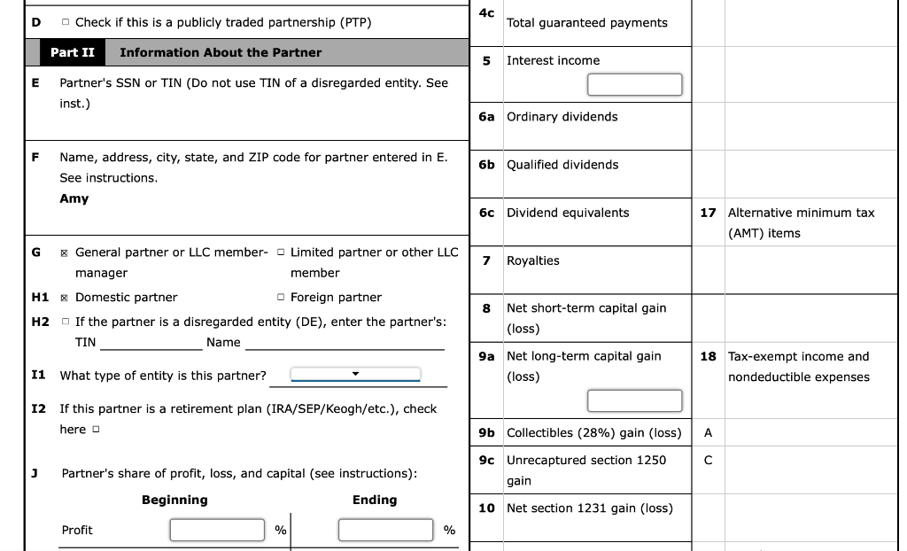 At the beginning of the current tax year, Amy's capital account has