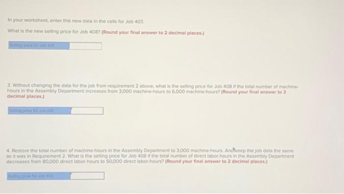 manufacturing overhead cost for the Milling Department in Data area back to