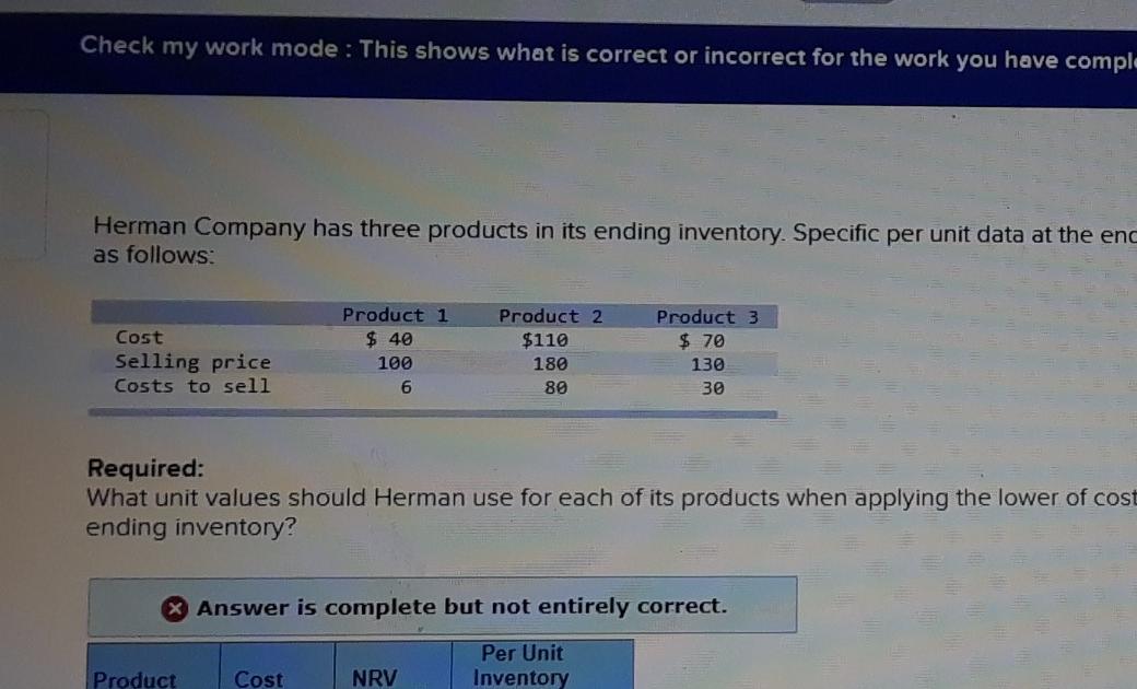 Check my work mode : This shows what is correct or