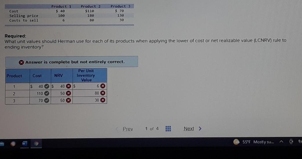 in its ending inventory. Specific per unit data at the end as