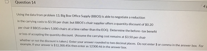  Question 14 Using the data from problem 13, Big Box Office