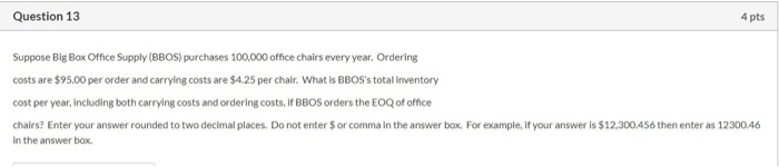 Supply (BBOS) is able to negotiate a reduction in the carrying costs