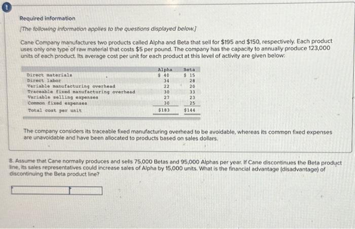 be avoidable, whereas its common fixed expenses are unavoidable and have been