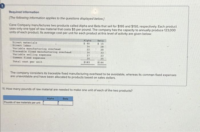 products? Required information [The following information applies to the questions displayed below]